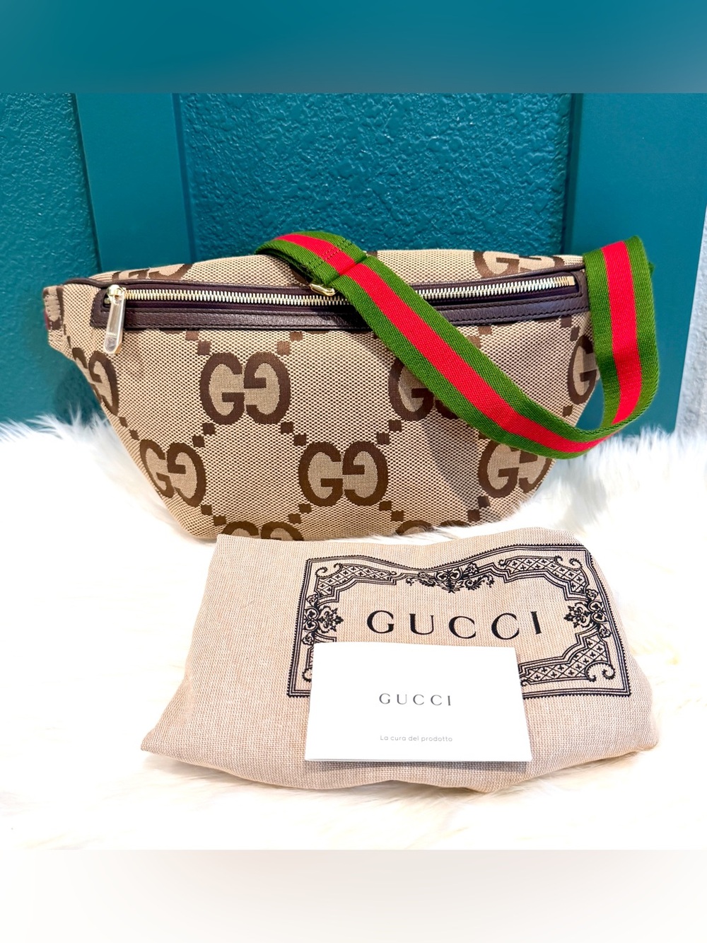 NEW Gucci Jumbo GG Monogram Belt Bag